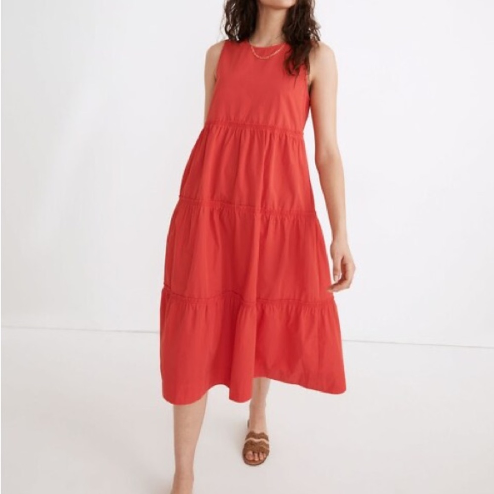 Madewell tank dress with ruffled tiers